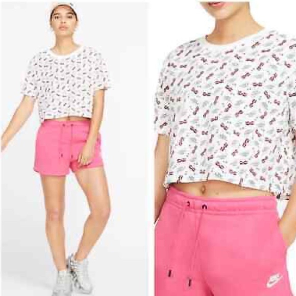 Nike Cropped Stunner Logo and Sunglasses Cotton Tee Size Xl